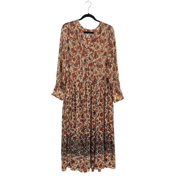Free People See It Through Floral Long Sleeve Maxi Dress Size Medium - Picture 2 of 10